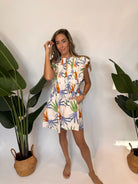 Oliphant Scallop Pintuck Button Mini Dress Fortuna Green