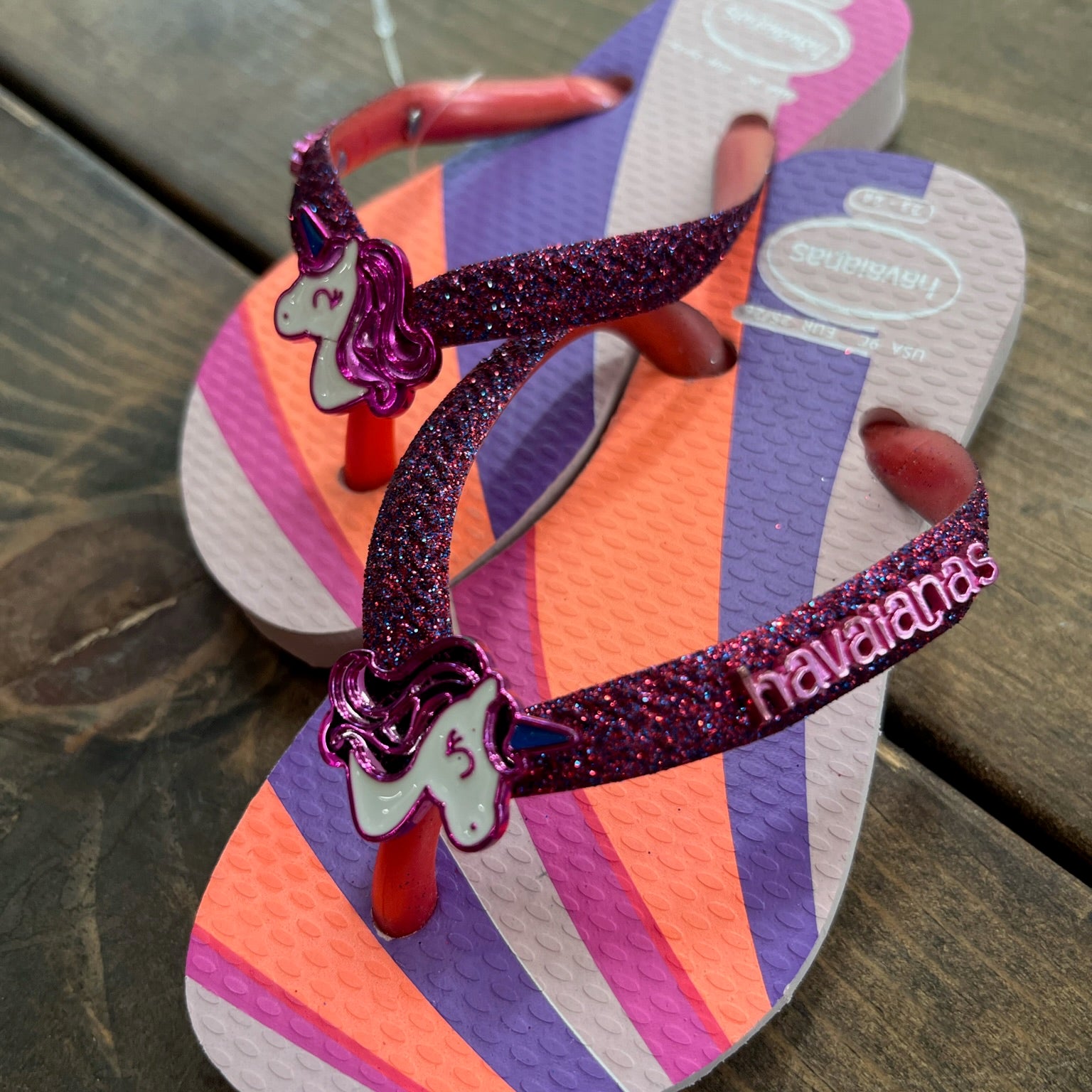 Havaianas Kid Slim Glitter II Flip Flop Pink Unicorn