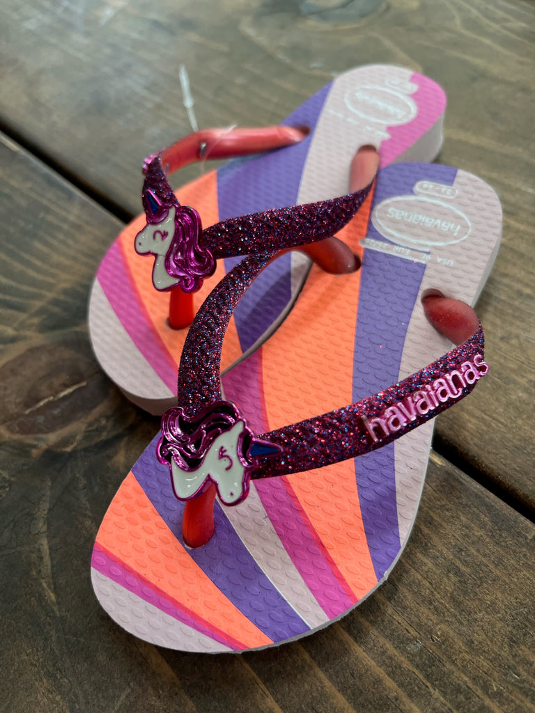 Havianas Kids Slim Glitter II Flip Flop Pink Unicorn