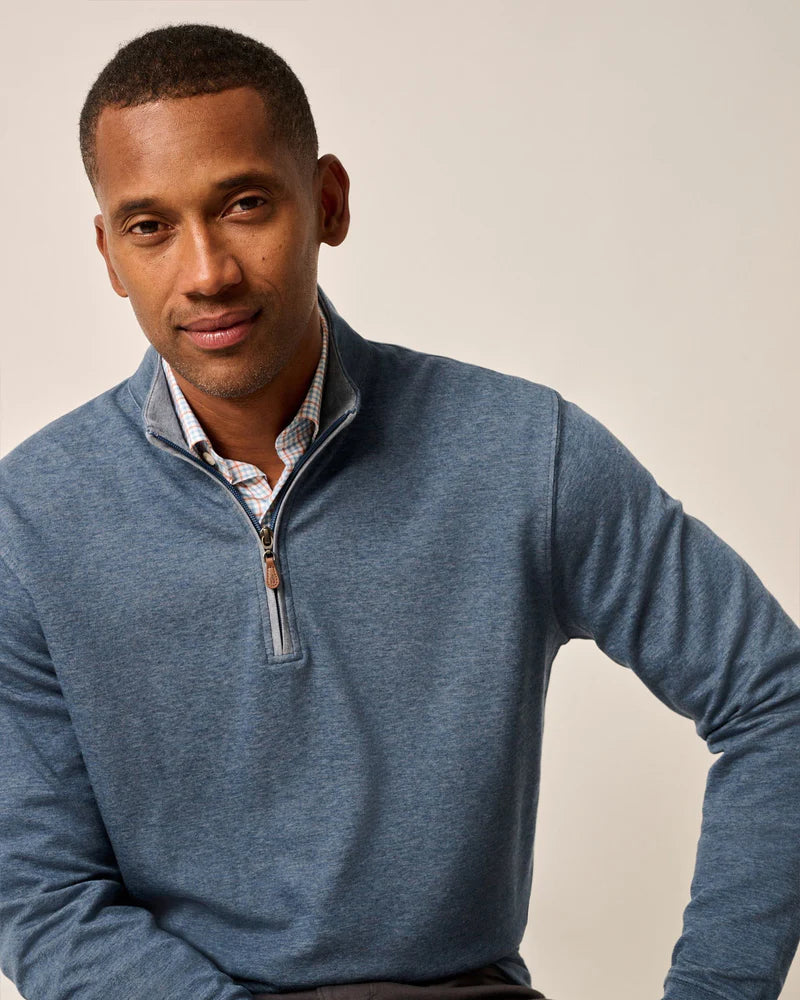 Johnnie O. | Sully 1/4 Zip Pullover | Helios Blue | Model Close | Vagabond | Apparel | Boutique