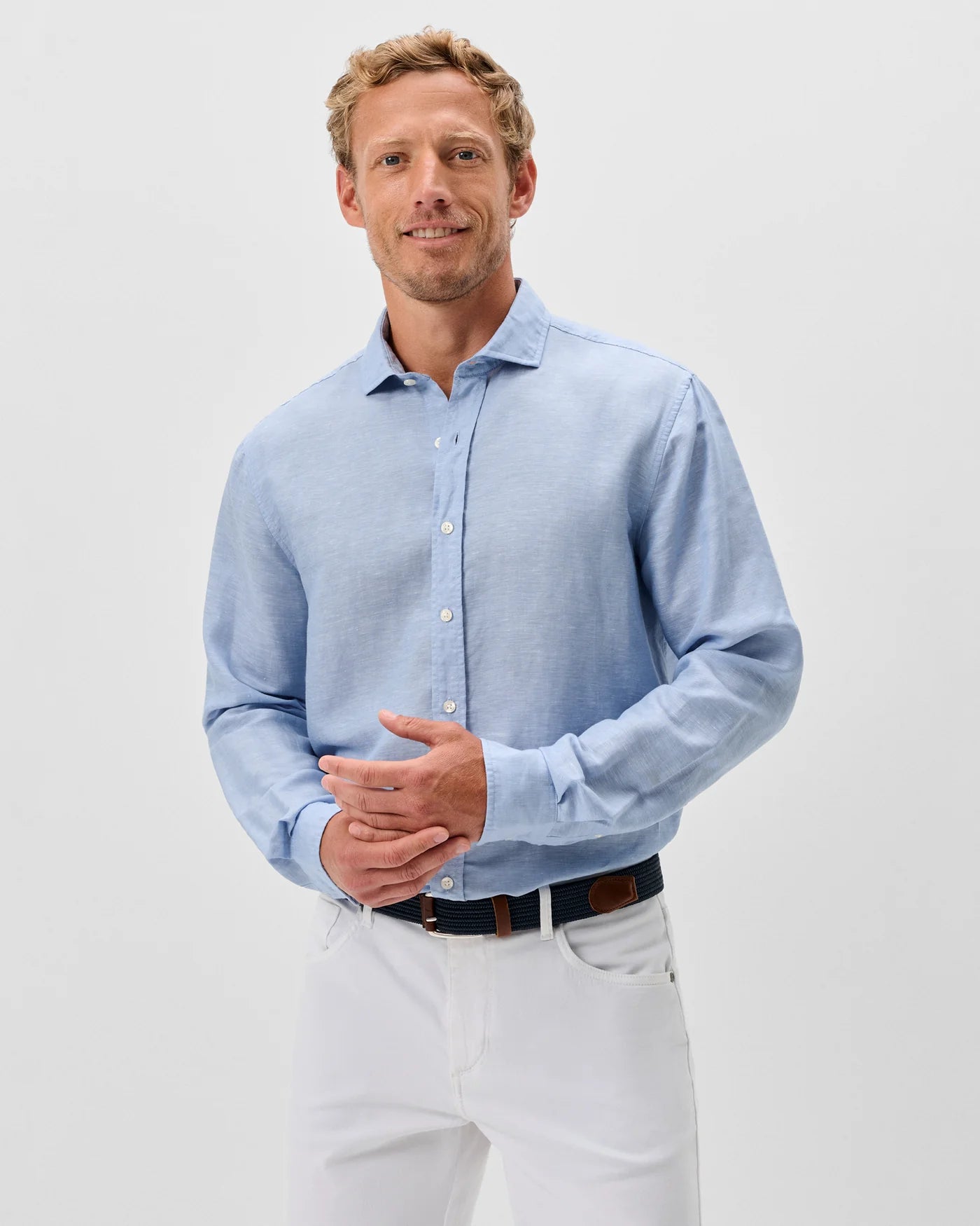 Johnnie O. |  McCarthy Linen Button Down | Blue | Apparel | Boutique