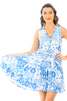 Walker & Wade Kaia Dress Short Periwinkle Ikat | Vagabond Apparel Boutique