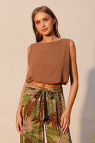 KLD | Solid Bubble Hem Crop Top | Mocha | Vagabond | Apparel | Boutique