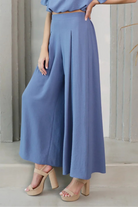 KLD | Matte Crepe Pleated Wide Leg Pants | Blue | Vagbaond | Apparel | Boutique