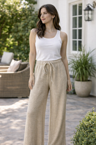 KLD | Elastic Waist Textured Pull On Pant | Vagabond | Apparel | Boutique