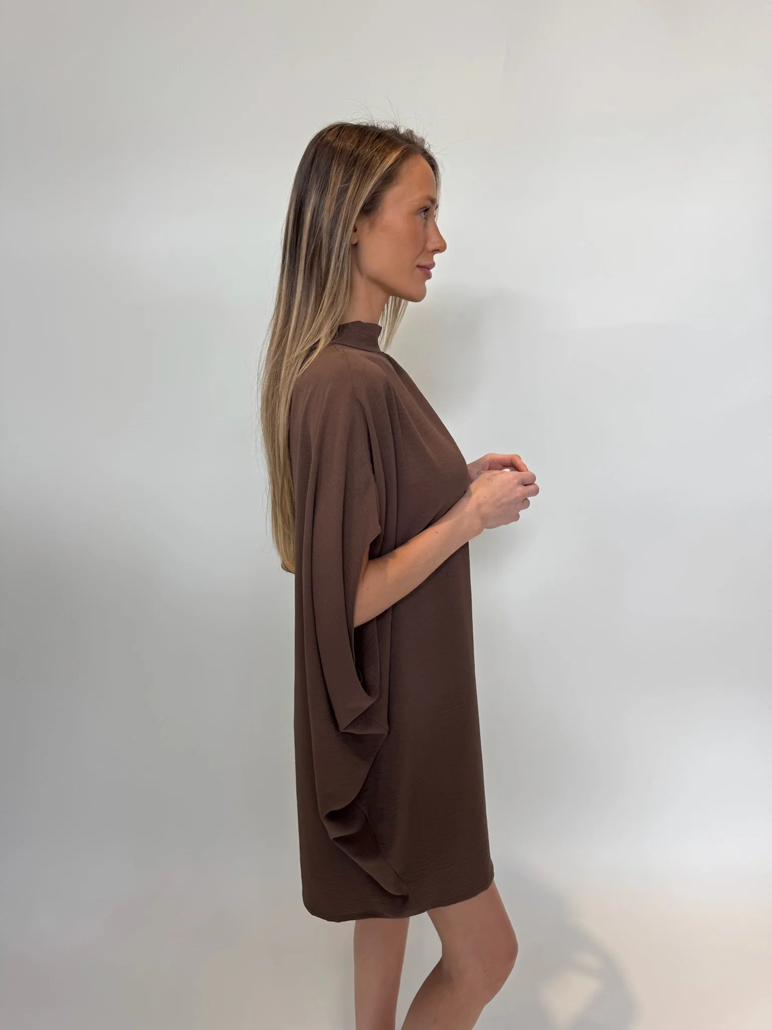 KLD | Mock Neck Caftan Shift Dress | Side | Vagabond | Apparel | Boutique