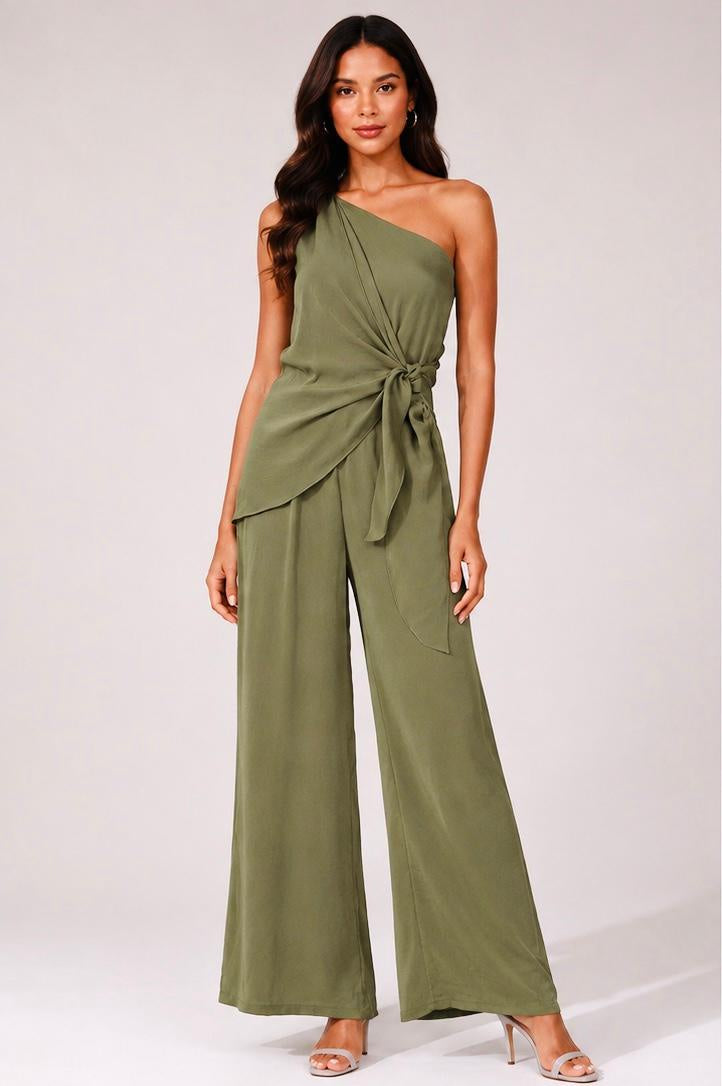 KLD | One Shoulder Jumpsuit W/Tie Waist | Vagabond | Apparel | Boutique
