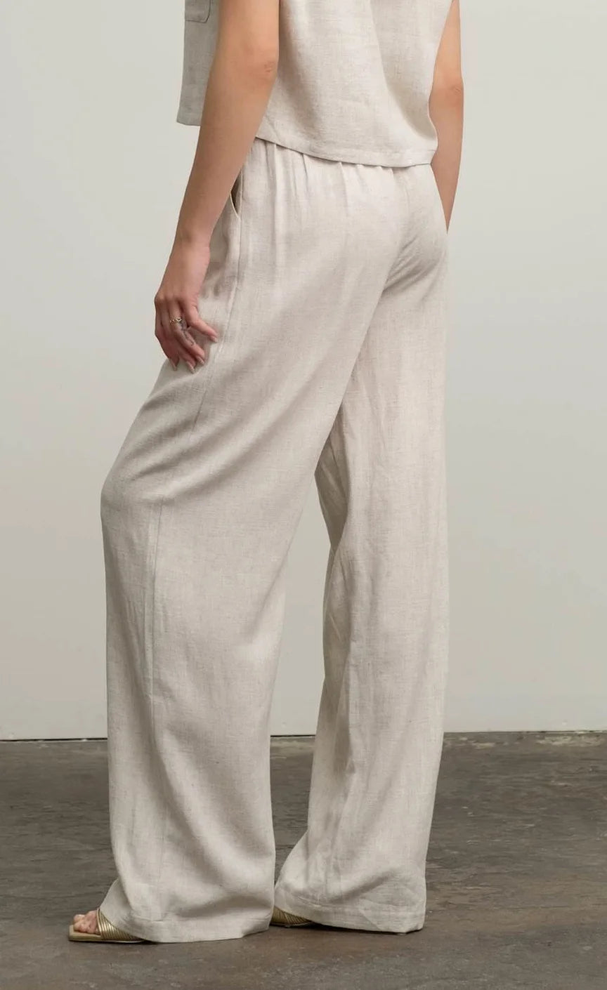 KLD | Pleated Wide Legged Pants |  Back | Oatmeal | Vagabond | Apparel | Boutique