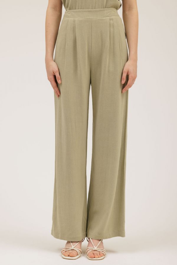 KLD | Pleated Wide Legged Pants | Olive | Vagabond | Apparel | Boutique