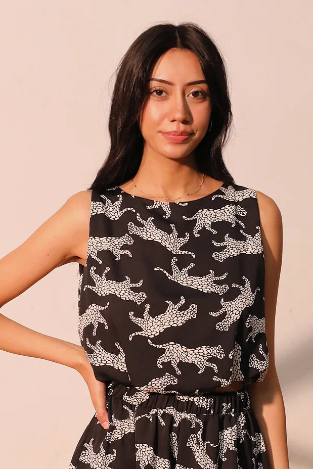 KLD Printed Bubble Hem Crop Top | Vagabond | Apparel | Boutique