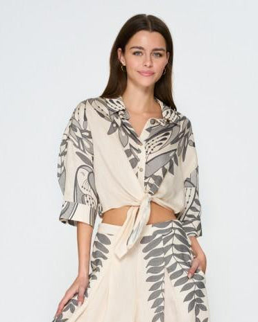 KLD | Printed Tie Front Top | Vagabond | Apparel | Boutique