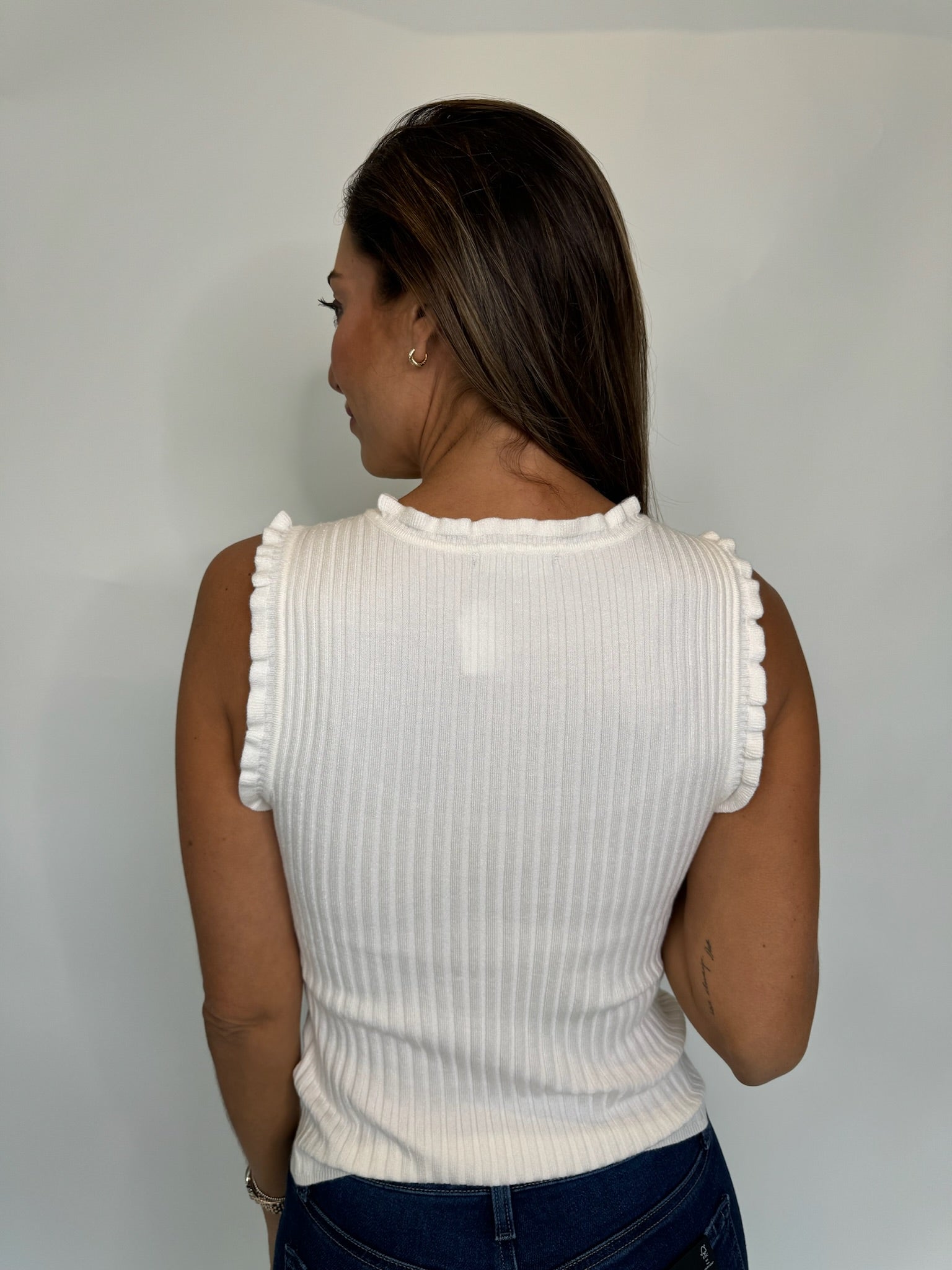 KLD S/L Ribbed Top With Ruffles | Vagabond Apparel Boutique