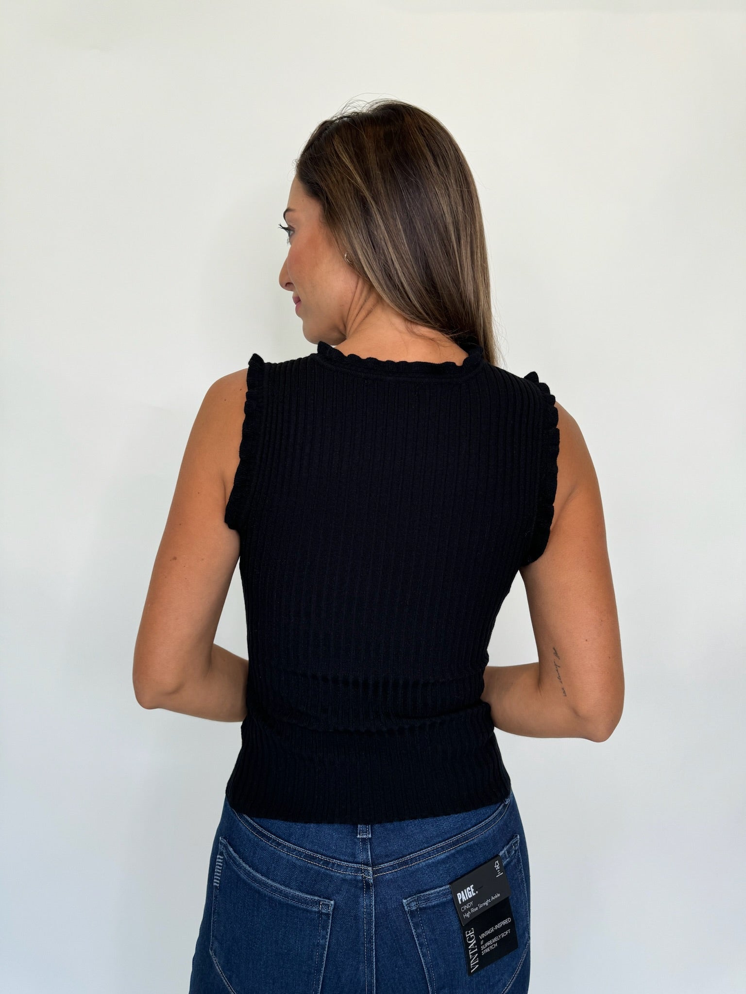 KLD S/L Ribbed Top With Ruffles | Vagabond Apparel Boutique