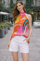 KLD | Satin Printed Halter Bubble Hem Top | Vagabond | Apparel | Boutique