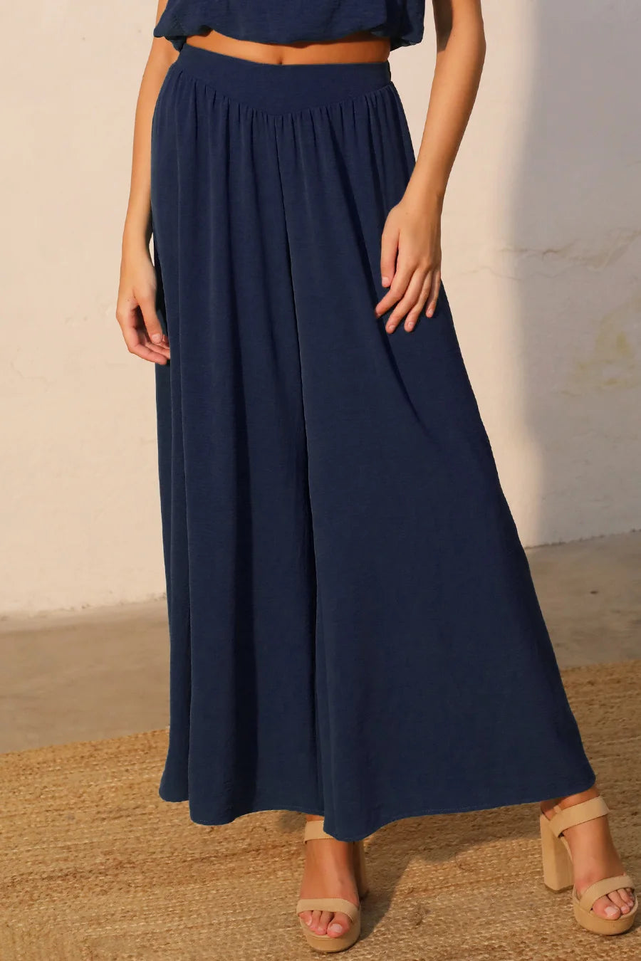 KLD |  Solid Wide Legged Pants | Navy | Vagabond | Apparel | Boutique