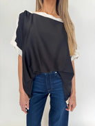KLD | Washed Satin Contrast Band Blouse | Close | Vagabond | Apparel | Boutique
