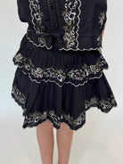 Katie J | Allegra Floral Embroidered Skirt | Black| Vagabond | Apparel | Boutique