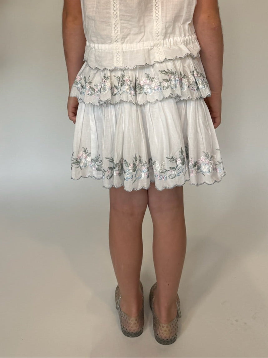 Katie J | Allegra Floral Embroidered Skirt | Cream | Back| Vagabond | Apparel | Boutique