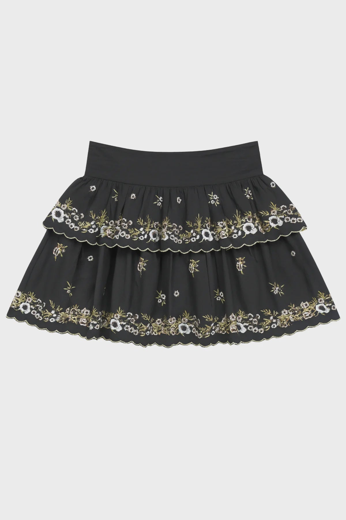Katie J | Allegra Floral Embroidered Skirt | Black | Stock | Vagabond | Apparel | Boutique