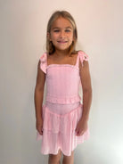Katie J | Emerson Dress | Front | Pink Swiss Dot | Vagabond | Apparel | Boutique