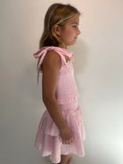 Katie J | Emerson Dress | Side | Pink Swiss Dot | Vagabond | Apparel | Boutique