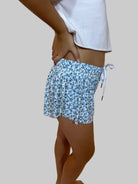 Katie J | Farrah Printed Shorts | Blue Toile | Side | Vagabond | Apparel | Boutique