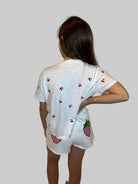 Katie J | Fearless Embroidered Crop Tee | Cherry | Back | Vagabond | Apparel | Boutique
