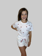Katie J | Fearless Embroidered Crop Tee | Cherry | Vagabond | Apparel | Boutique