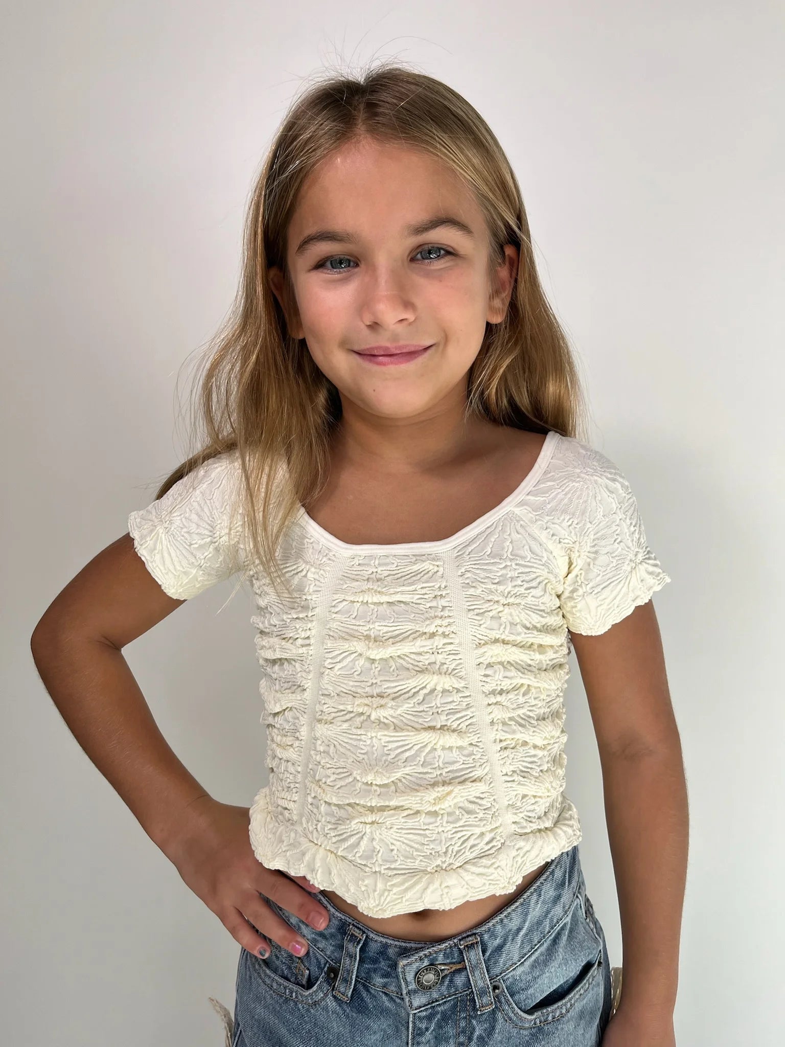 Katie J | Maizie Ruched Tee | Natural | Vagabond | Apparel | Boutique