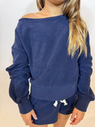 Katie J | Tucker Off Shoulder Crop Sweatshirt | Vagabond | Apparel | Boutique
