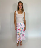 Katie J | Womens Anastasia Satin Maxi Skirt | Front | Vagabond | Apparel | Boutique