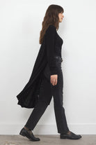 LA Made |  Adeline Sweater Midi Length Cardigan | Black | Side | Vagabond | Apparel | Boutique