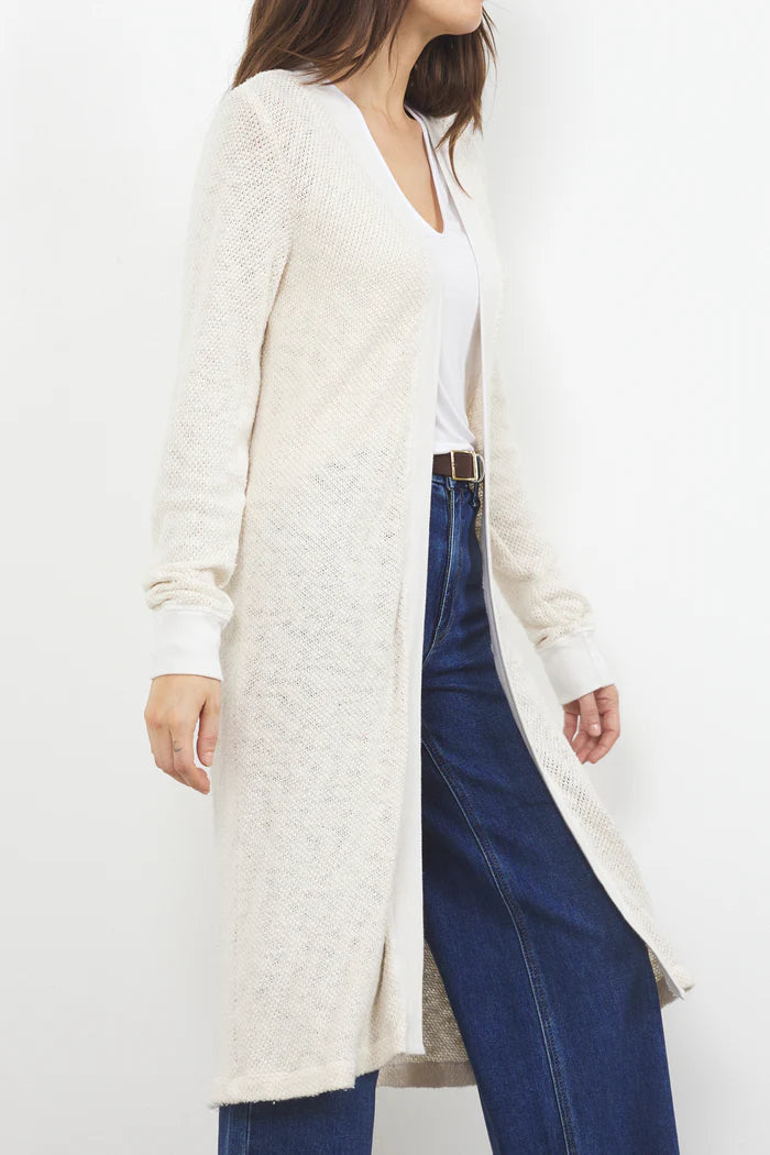 LA Made |  Adeline Sweater Midi Length Cardigan | Ecru | Side | Vagabond | Apparel | Boutique