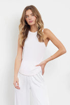 LA Made |  Aida Racer Front Tank | White | Vagabond | Apparel | Boutique