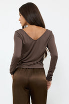LA Made |  Esya V-Neck Long Sleeve Top |  Back | Mahogany | Vagabond | Apparel | Boutique