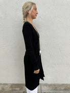 LA Made | Adeline Sweater | Midi Length Cardigan | Black | Side | Vagabond | Apparel | Boutique