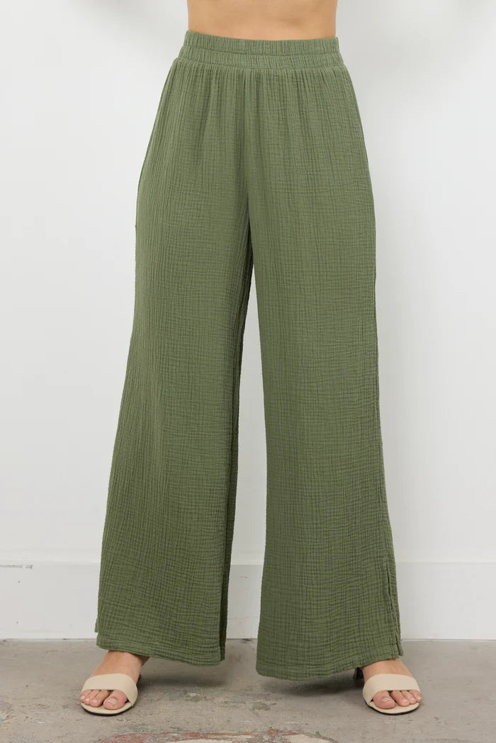 LA Made | Breezy Gauze Pant W/Side Slit | Vagabond | Apparel | Boutique