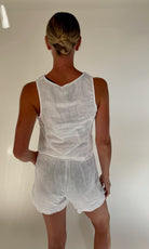 LA Made |  Elodie Pleated Linen Short | White | Back | Vagabond | Apparel | Boutique