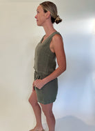 LA Made |  Elodie Pleated Linen Short | Willow | Side | Vagabond | Apparel | Boutique