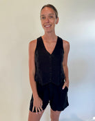 LA Made | Maeve V Neck Linen Muscle Tank | Willow | Vagabond | Apparel | Boutique