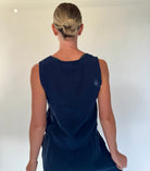 LA Made | Maeve V Neck Linen Muscle Tank | Back | Willow | Vagabond | Apparel | Boutique