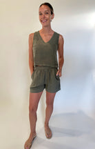 LA Made |  Maeve V Neck Linen Muscle Tank | Vagabond | Apparel | Boutique