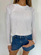 LA Made |  Orion Sweater Pullover | Close | White | Vagabond | Apparel | Boutique