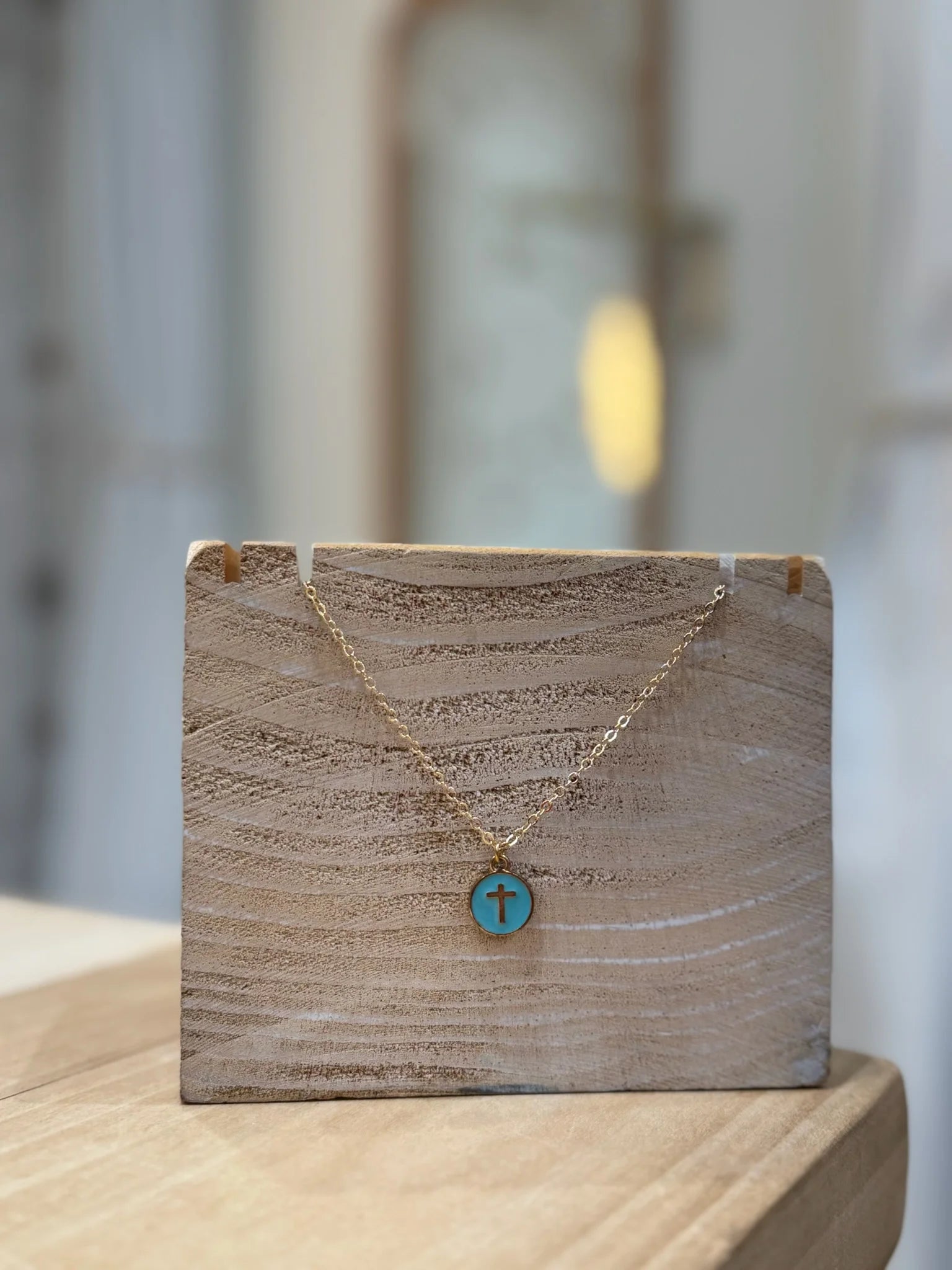 Laalee | Round Colorful Cross Necklace | Blue | Vagabond | Apparel | Boutique