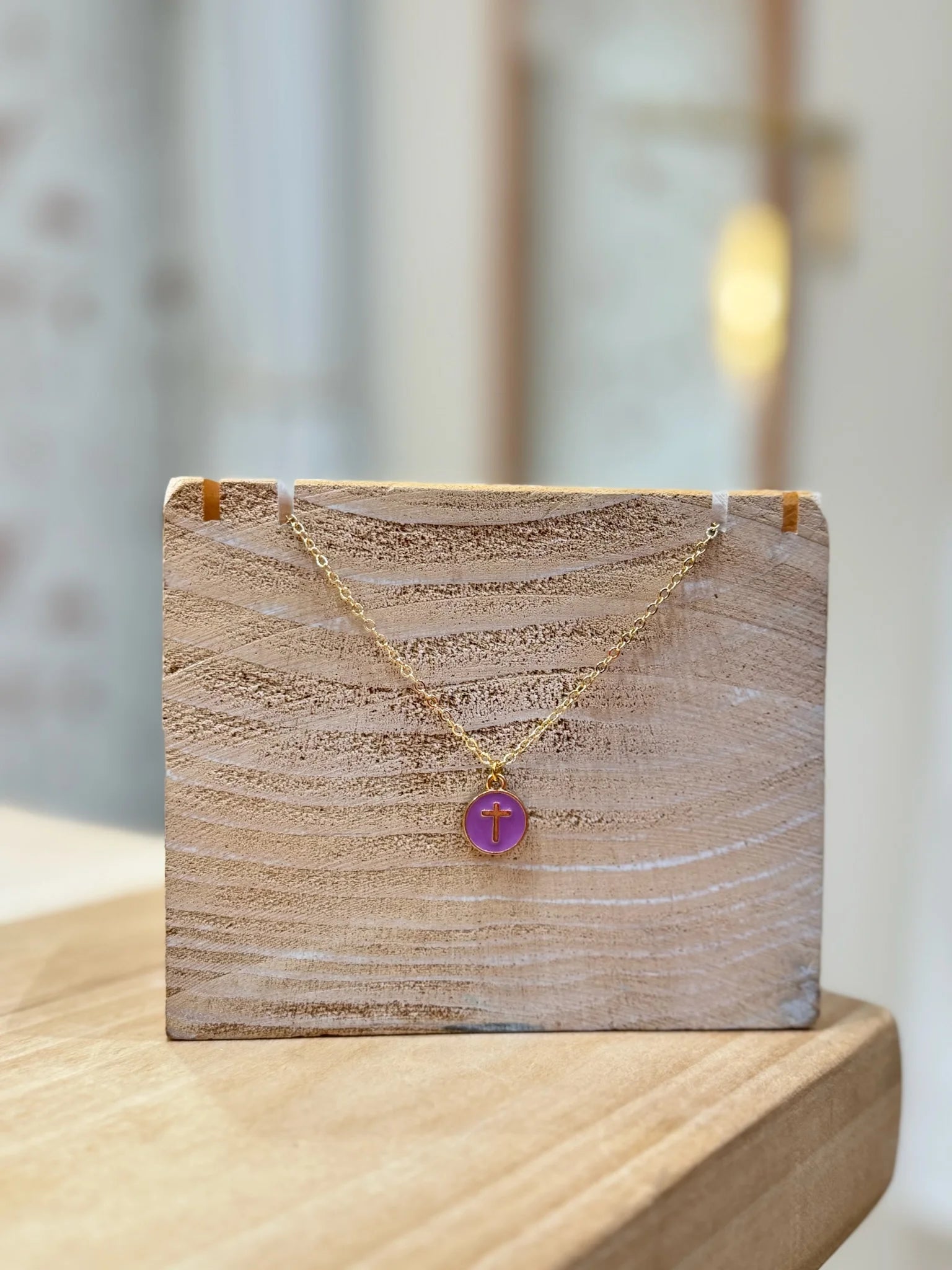 Laalee | Round Colorful Cross Necklace | Purple | Vagabond | Apparel | Boutique