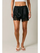 Le Lis | Lace Trim Satin Mid Rise Short | Vagabond | Apparel | Boutique