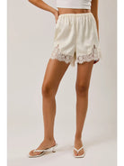 Le Lis | Lace Trim Satin Mid Rise Short | Vagabond | Apparel | Boutique