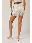 Le Lis | Lace Trim Satin Mid Rise Short | Vagabond | Apparel | Boutique