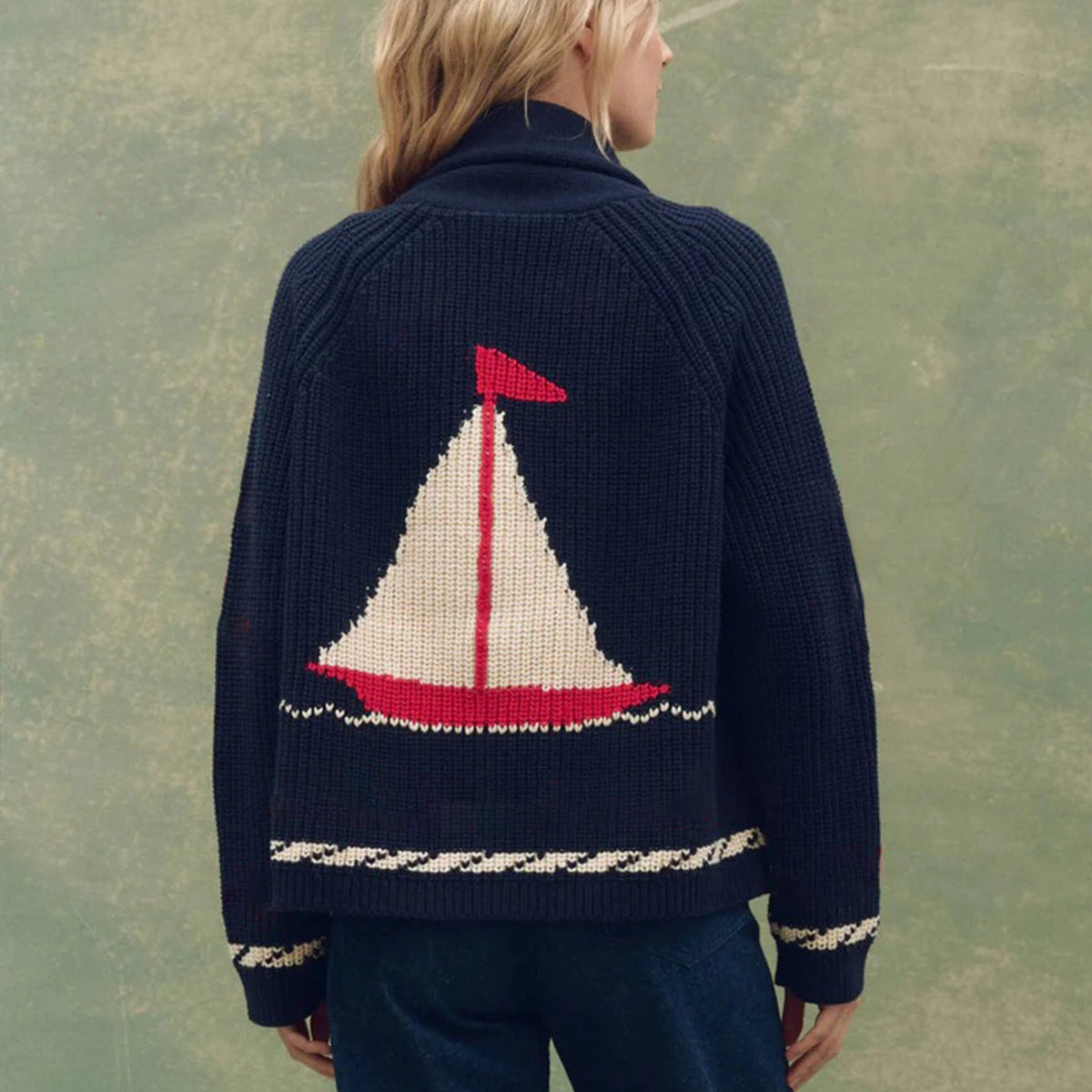 Lily Clothing |  Sailboat Knitted Cardigan | Vagabond | apparel | Boutique