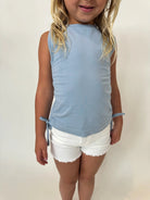 Little | Olin | Blue | Gathered | Top | Vagabond | Apparel | Boutique